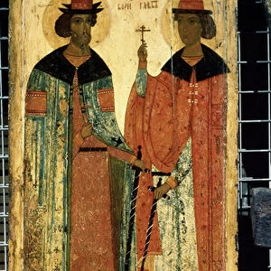 "Les saints Boris et Gleb, fils de Vladimir Ier de Kiev"Icone russe. Peinture sur bois vers 1450. State Tretyakov Gallery, Moscou