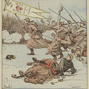 Les zouaves pontificaux attaquent Loigny (colour litho)