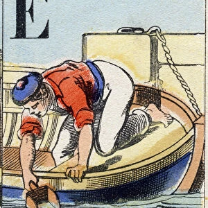Letter E as ecope. Navy alphabet. Epinal image, late 19th century