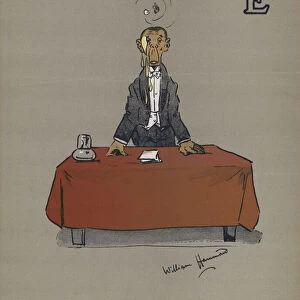 Letter E, Eminently Eloquent Electioneer Eliciting Extremely Exceptionable Egg (colour litho)