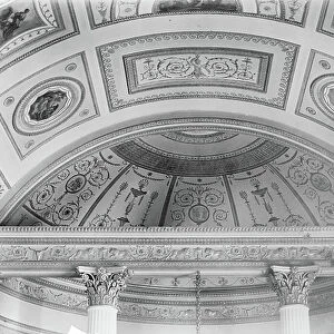 Detail of the Library ceiling at Kenwood House, Hampstead, London, from The Country Houses of Robert Adam, by Eileen Harris, published 2007 (b/w photo)