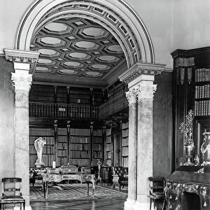 The Library, Clumber House, Nottinghamshire, from The English Country House (b/w photo)
