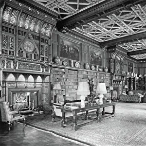 The Library, Eaton Hall, Cheshire, from The English Country House (b/w photo)