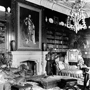 The library at Rufford Abbey, Nottinghamshire, from England's Lost Houses by Giles Worsley (1961-2006) published 2002 (b/w photo)