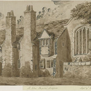 Lichfield - St. Johns Hospital and Chapel: red sepia drawing, 9 Sep 1842 (drawing)