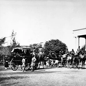 Lieutenant Governor of Punjab and his Camel Carriage, 1864 (b / w photo)