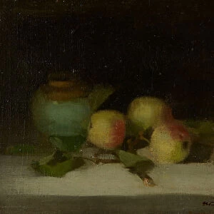 A Still Life of Apples and Ginger Jar (oil on canvas)