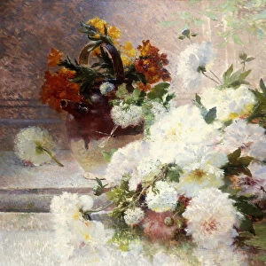A Still Life with Autumn Flowers (oil on canvas)