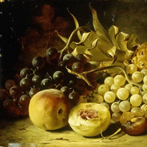 A Still Life with Grapes, Peaches, Plums and a Pineapple, 1861 (oil on panel)