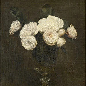 Still Life of Malmaison Roses, 19th century (oil on canvas)