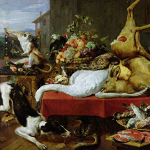 Still Life with a Red Deer (oil on canvas)