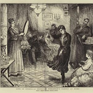 Life in Russia, a Georgian Noblemans Family at Home (engraving)