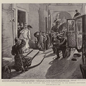 Life in the Vatican, the Pope proceeding to his Summer Residence (litho)