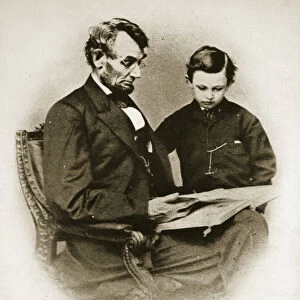 Lincoln and Tad, 1864 (b / w photo)