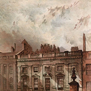 Lincolns Inn Fields, London (coloured engraving)