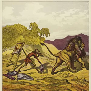 The lion leaving John Bold (colour litho)