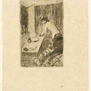 The Little Dressing Room, 1879-80 (drypoint in black on tan japanese paper)