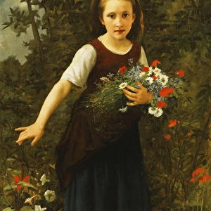 Little Girl by the Brook holding a Sheaf of Flowers, 1886 (oil on canvas)