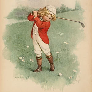 A Little Golfer (colour litho)