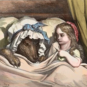 Little Red Riding Hood and Wolf dislike like Grandma. Illustration of "