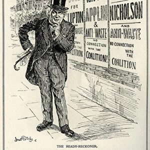 Lloyd George reflecting on election tactics for the Coalition Government in the light of the success of Anti-Waste candidates in by-elections, 1921 (litho)