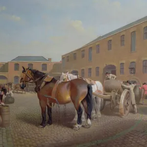 Loading the Drays at Whitbread Brewery, Chiswell Street, London, 1783
