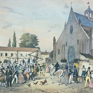 Local fetes around Paris, series, 1830, The Saint Jean at Sceaux (colour litho)