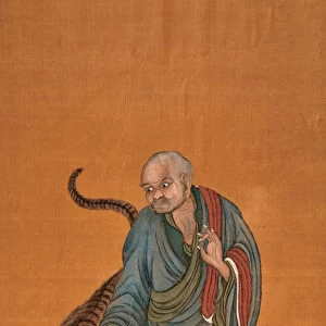 Lohan with Tiger, late 18th to early 19th century (colour on silk)