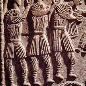 Lombard art: the wise kings, low relief from the altar of Duke Rachis - Sculpture
