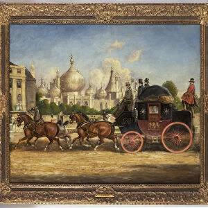 The London-Brighton mail coach in front of the Royal Pavilion, Brighton (oil on canvas)