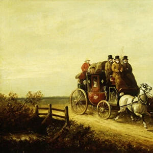 The London to Brighton Royal Mail on the Open Road, (oil on canvas)