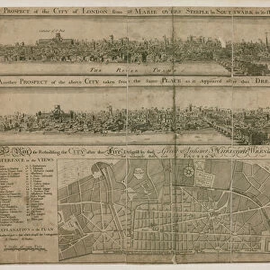 London, before and after the Great Fire (engraving)