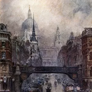 London, St. Pauls and Ludgate Hill (colour litho)