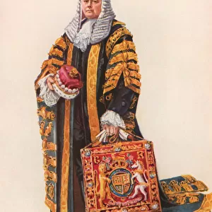 The Lord Chancellor in his coronation robes (colour litho)