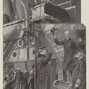 Lord Roberts embarking for South Africa on Board the "Dunottar Castle"at Southampton, 23 December (litho)
