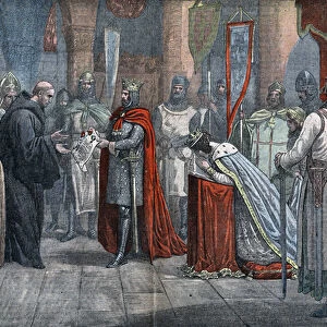 Louis VII the Young (1120 - 1180), King of France, leaving for the 3rd crusade with