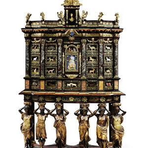 Louis XIV cabinet-on-stand (gilt-bronze, pietra dura, tortoiseshell, ash
