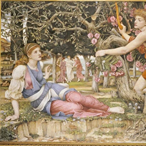 Love and the Maiden, 1877 (tempera with gold paint & gold leaf on canvas)