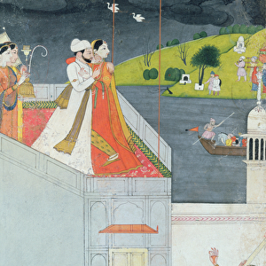 Lovers on a Terrace, c. 1780-1800 (gouache on paper)