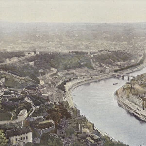 Lyon, La Saone et le Pont Serin, vus des hauteurs de Fourviere (colour photo)