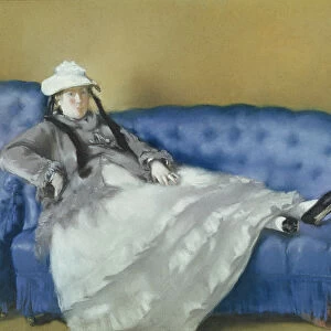 Madame Manet on a Blue Sofa, 1874 (pastel on paper)