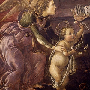 Madonna and Child with Three Angels (Madonna del Padiglione), detail of the angel with Christ