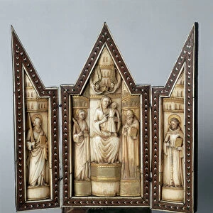 Madonna with Child and Saints, ivory triptych from the Embriachi workshop, conserved at the Galleria Estense in Modena