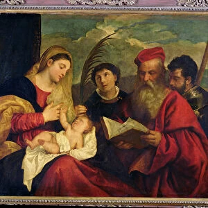 Madonna and Child with SS. Stephen, Jerome and Maurice (oil on canvas)