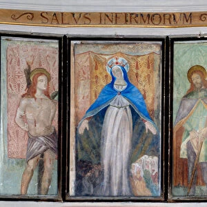 The Madonna, Saint Sebastian and Saint Roch (fresco, 15th century)