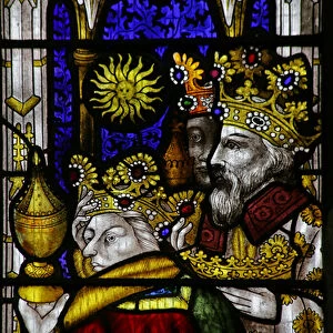 The Magi at the Nativity (stained glass)