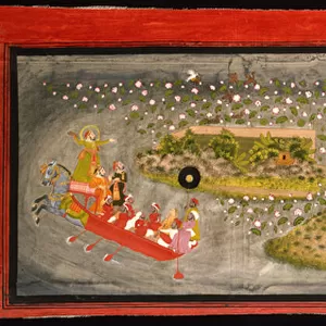 Maharana Jagat Singh II hawking and boar hunting, c. 1740 (opaque w / c