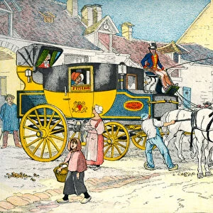Mail coach at a coach house in 1840