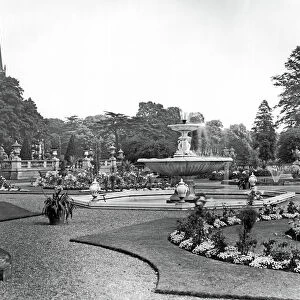 The main terrace in the garden, Clumber Park, from The English Country House (b/w photo)
