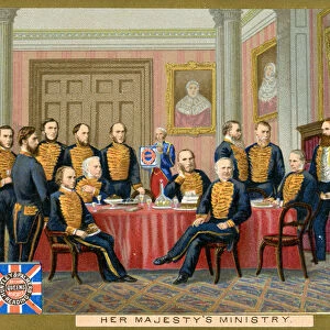 Her Majestys Ministry, a promotional card for Huntley & Palmers Biscuits, c